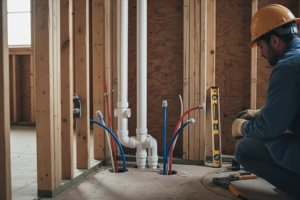 Drain and supply rough-in during Sump Pump Repair in Paskenta