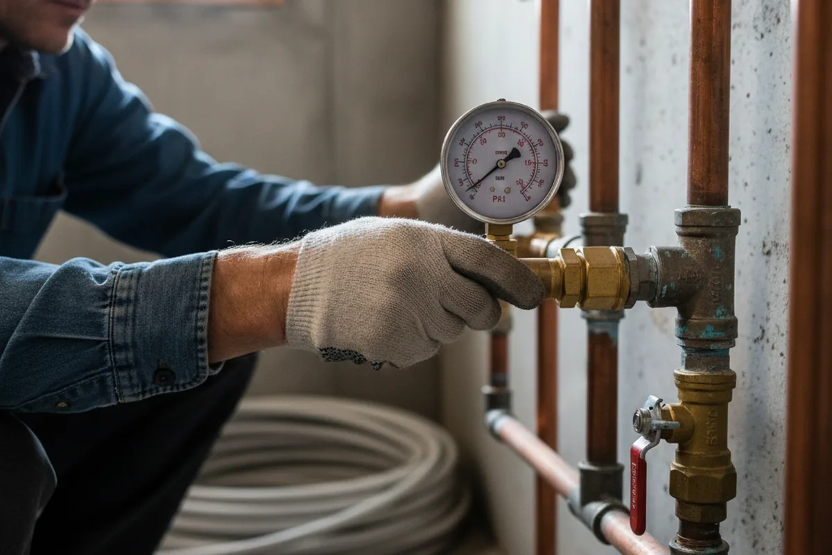 Pressure testing a repaired line during Water Line Repair in Paskenta